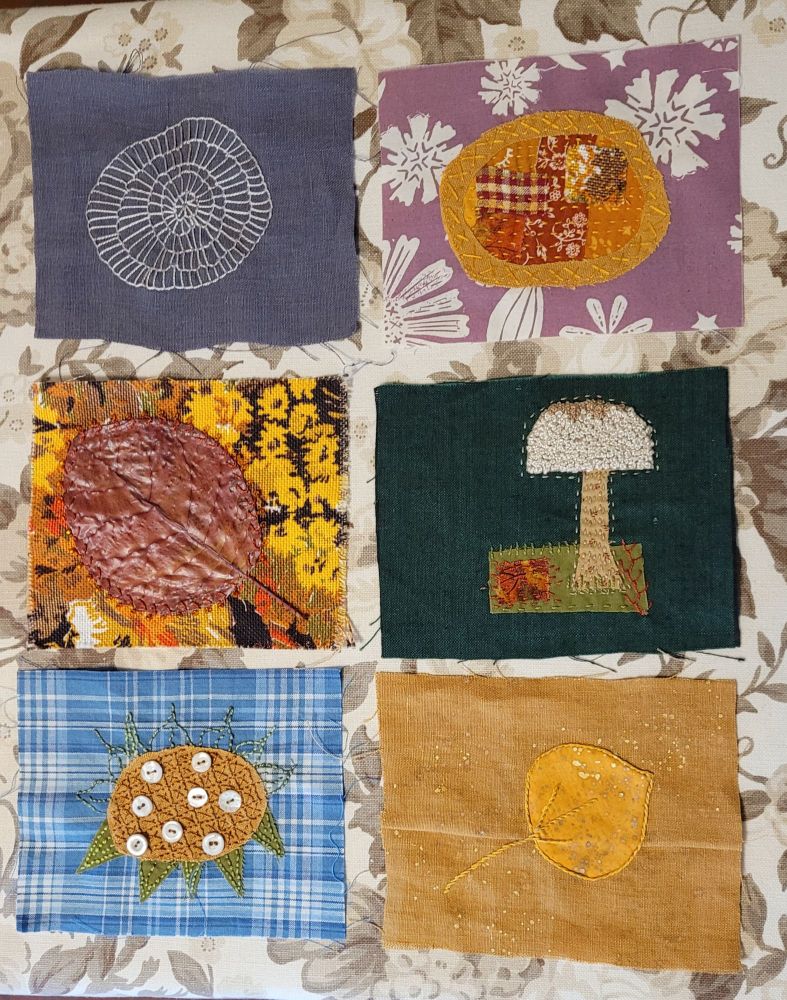 Six pages finished for the #annwoodstitchclub fall stitch book! I tried some new embellishments, beads, paint spatter and clusters of French knots.