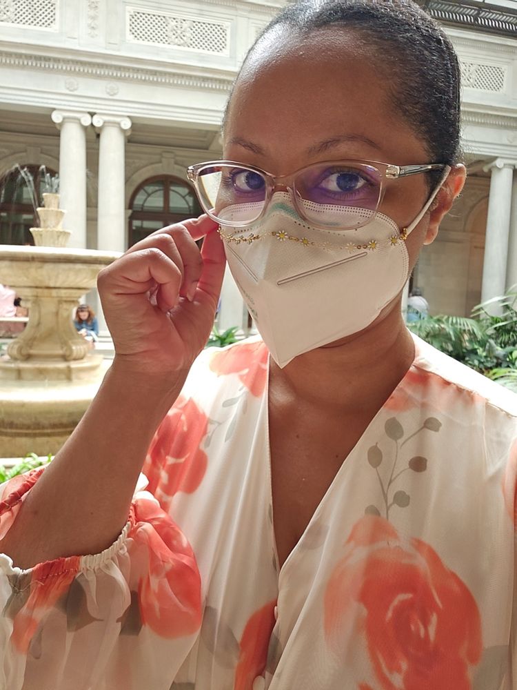 Author masked at the Frick museum
