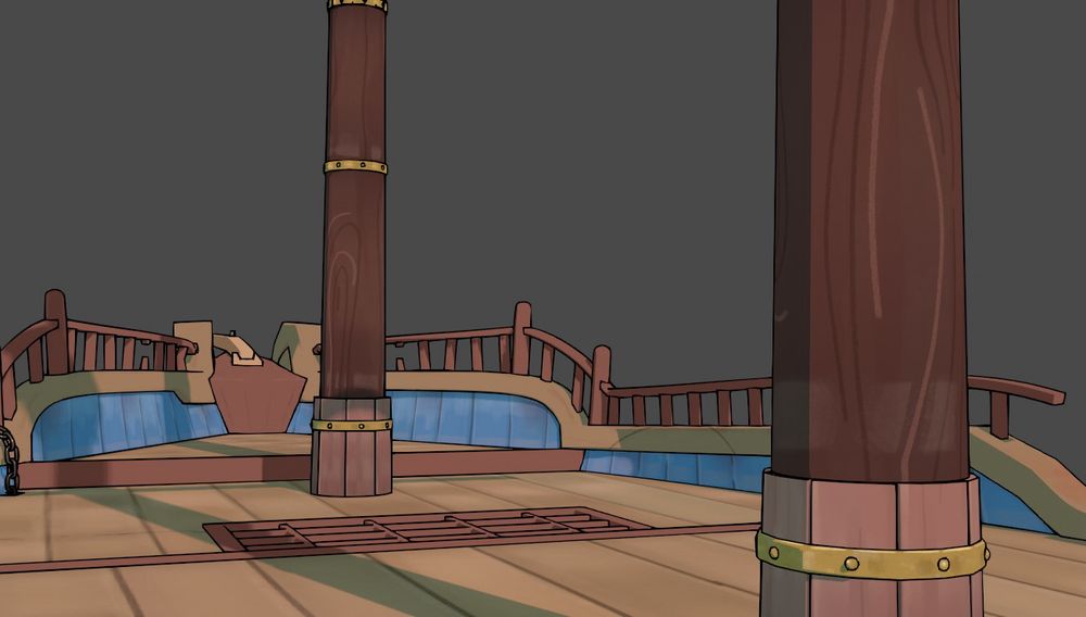 3D Animation pirate ship anime deck