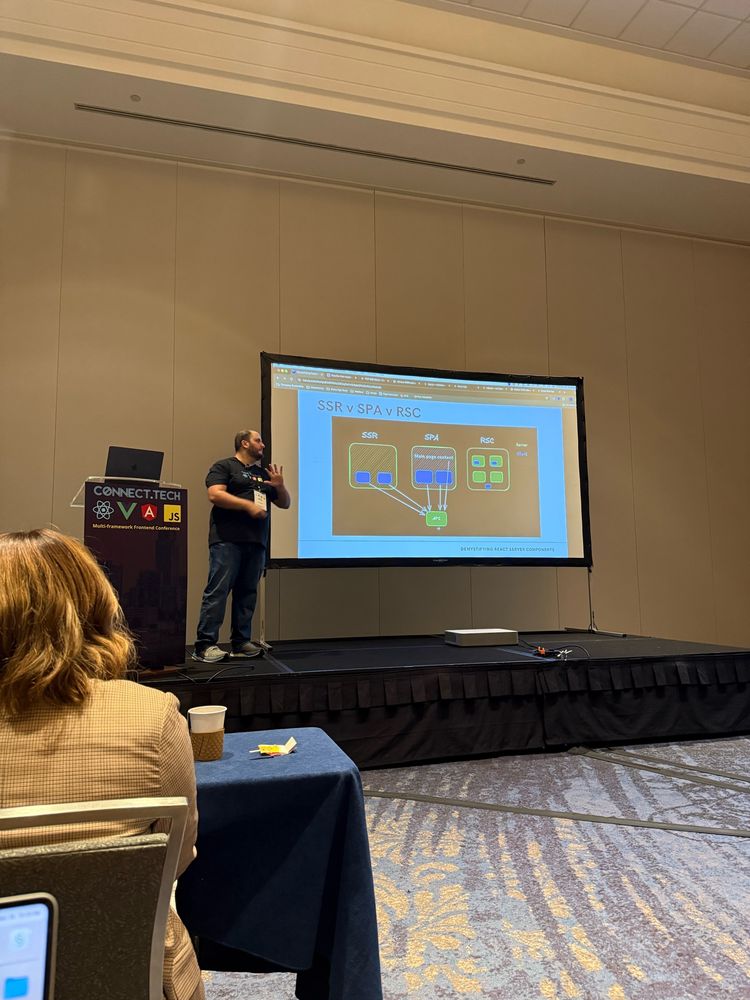 Dustin speaking about React Server Components