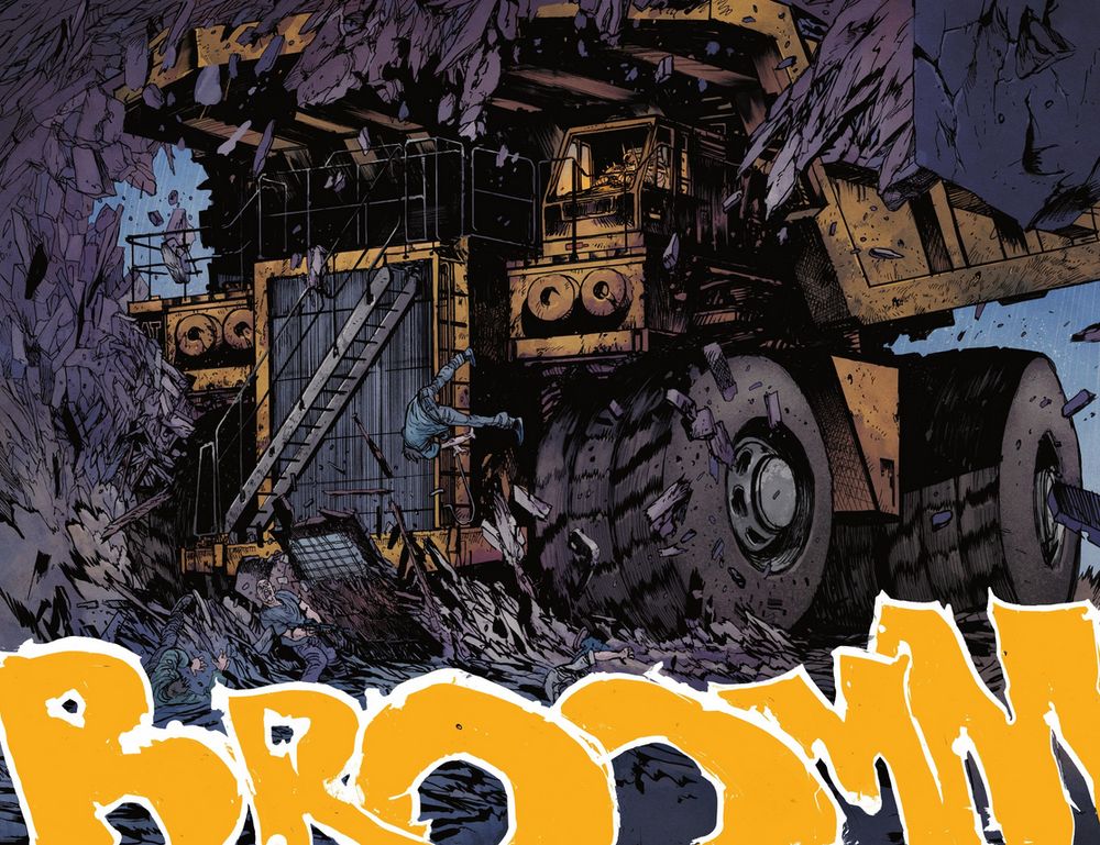 Batman running over a bunch of white supremacists with a dump truck.