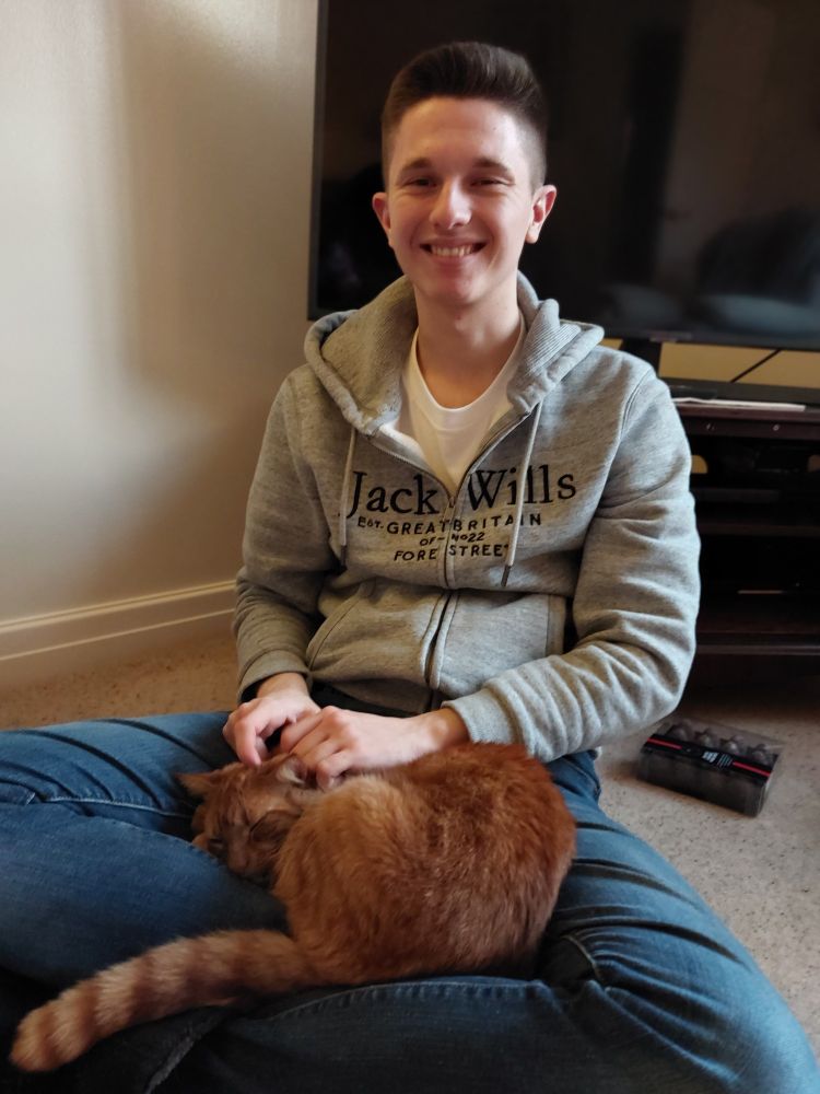 Sam with the cat