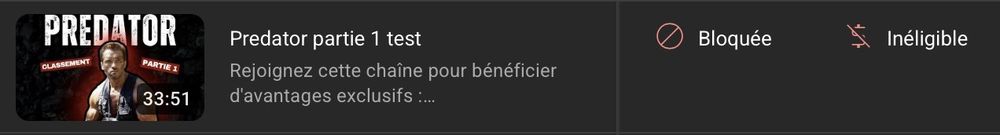 Mention Youtube : vidéo bloquée et démonétisée.