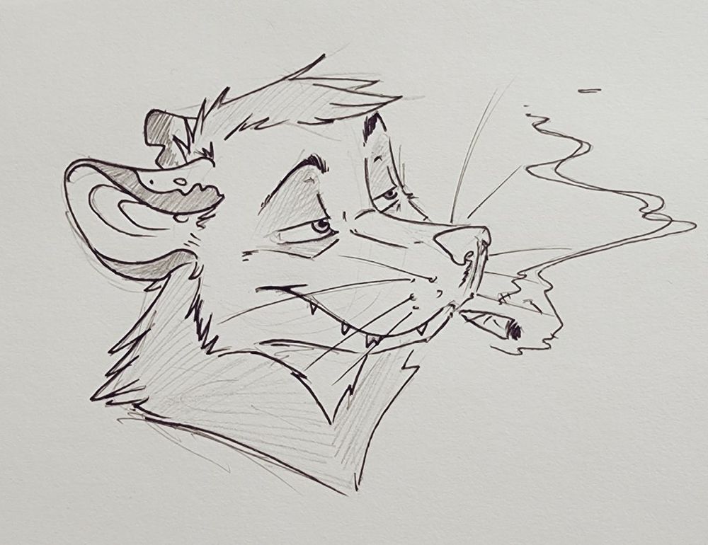 Possum fursona smoking a joint.
