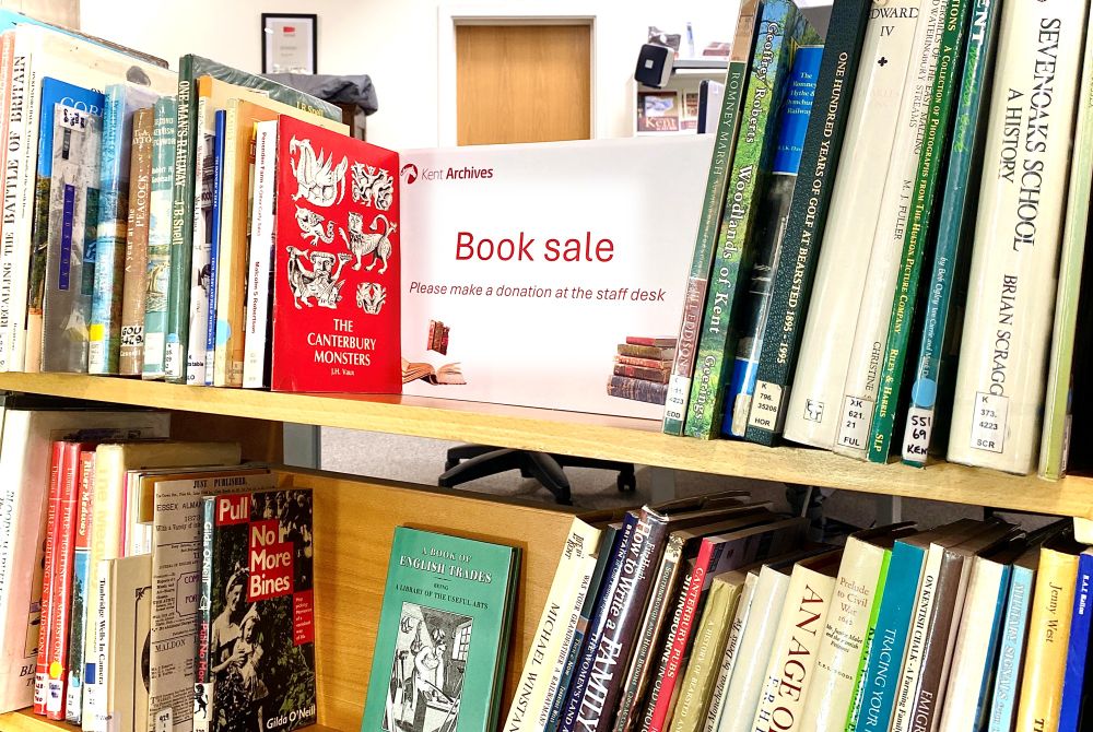Shown here is a trolley in our Search Room filled with de-accessioned books for sale. Our current titles cover everything from nature and railways to pubs and firefighting.

Our team is regularly adding to the trolley, so please feel free to browse each time you visit — you might find the perfect title to aid your research...