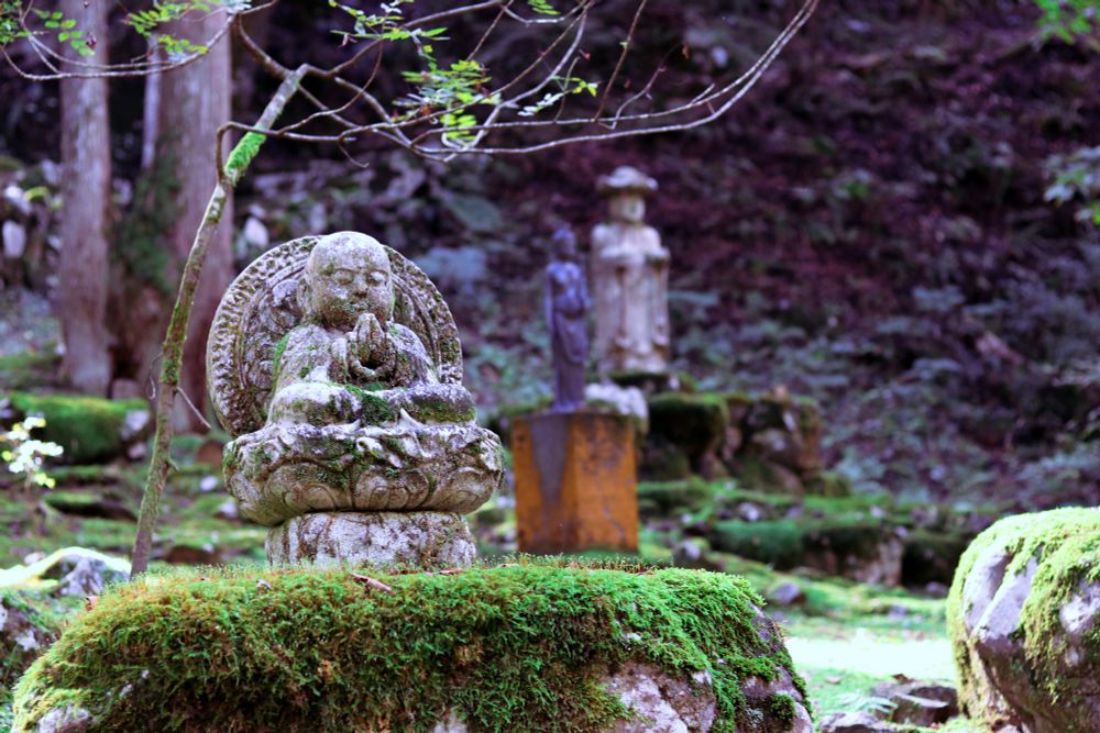 Moss covered statue at Eiheiji 