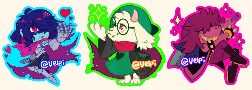 Kris, Ralsei, and Susie from Deltarune