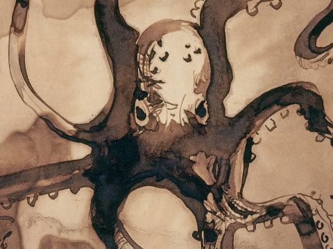 Victor Hugo ink drawing of an Octopus