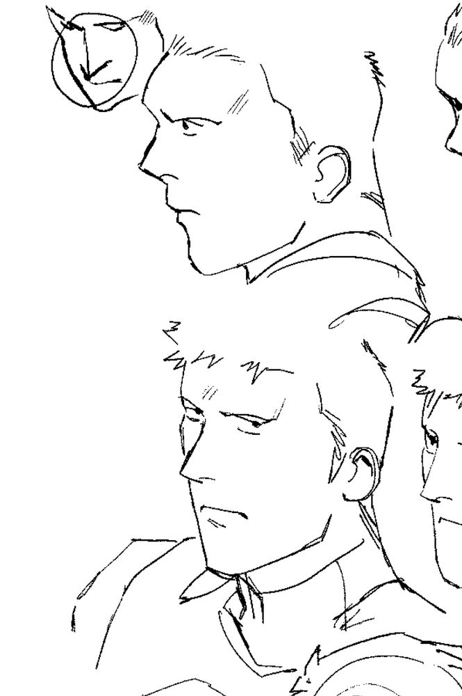 some sketches of characters on a warmup page