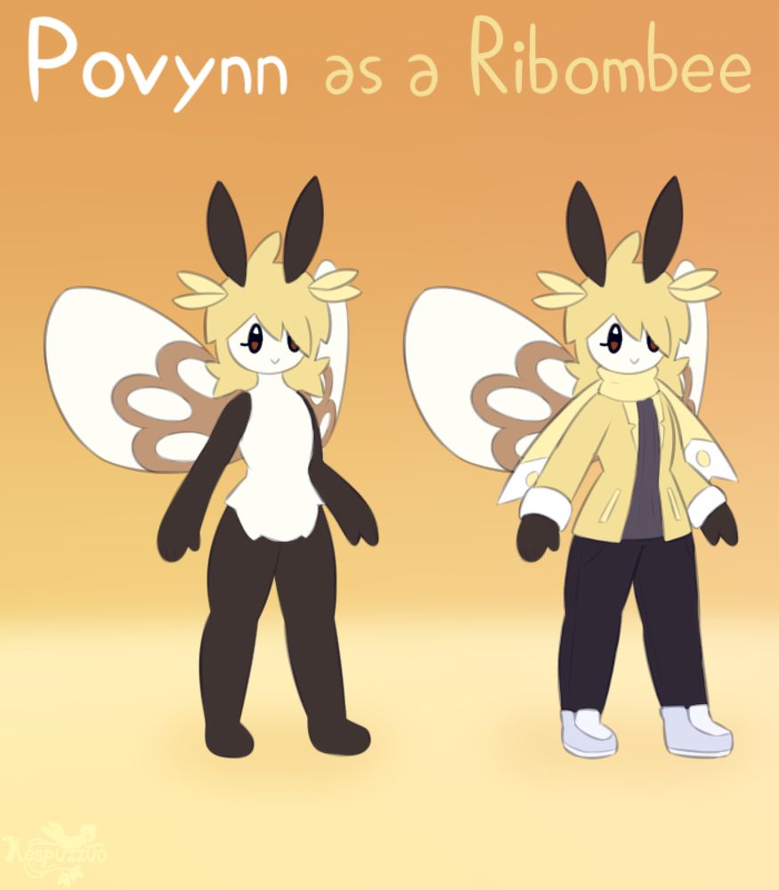 Povynn as a Ribombee. Without clothes and with clothes.