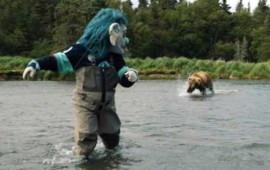 Buoy running from bear