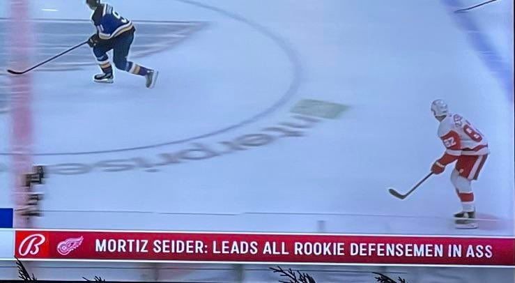 From a couple years ago
"Mortiz (sic) Seider: Leads all rookie defensemen in ass"