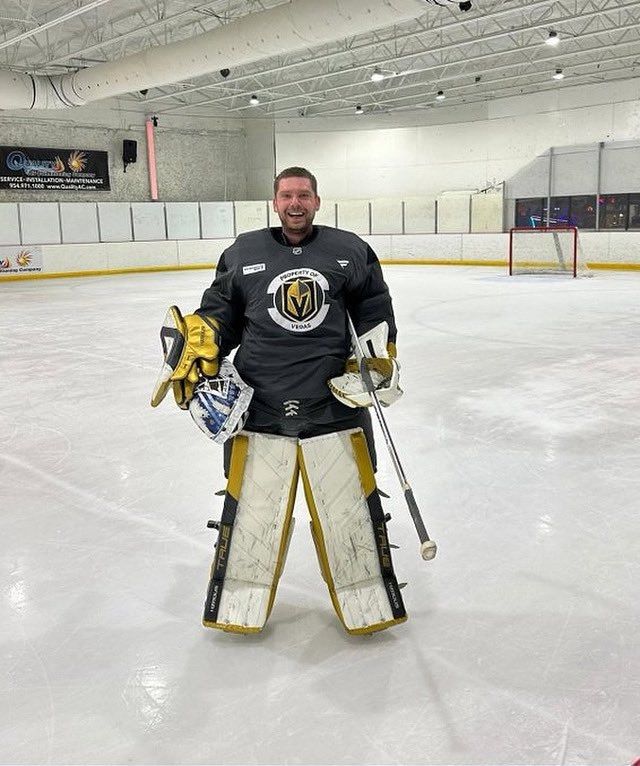 Evgeny Kuznetsov in VGK goalie gear