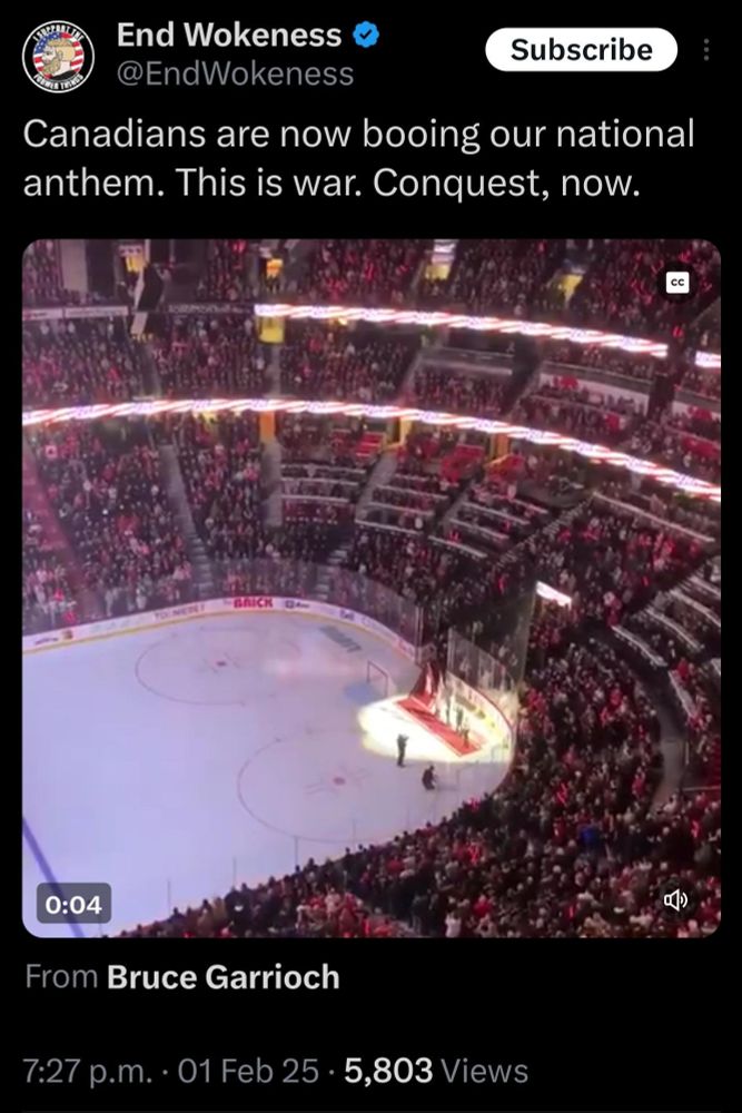 Dumbass: "Canadians are now booing our national anthem. This is war. Conquest, now.