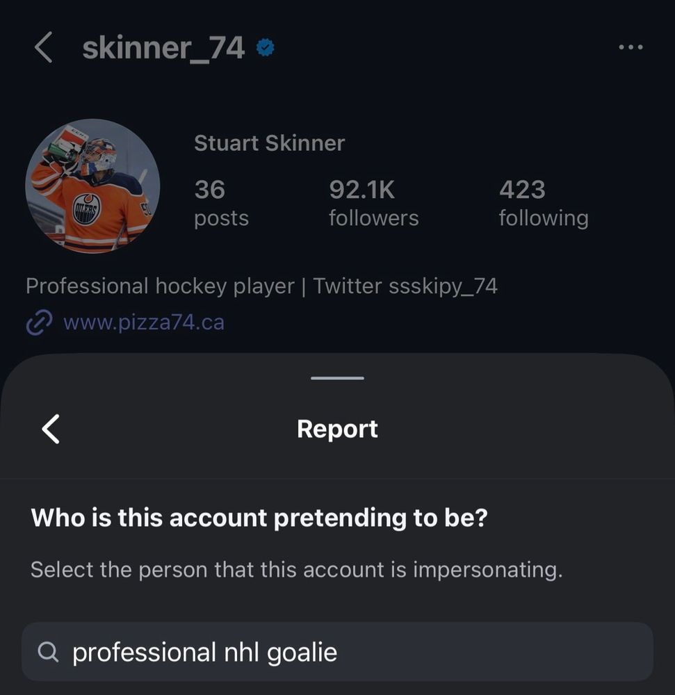 Skinner the "Professional hockey player"