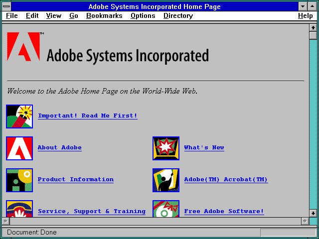 Adobe website in 1995