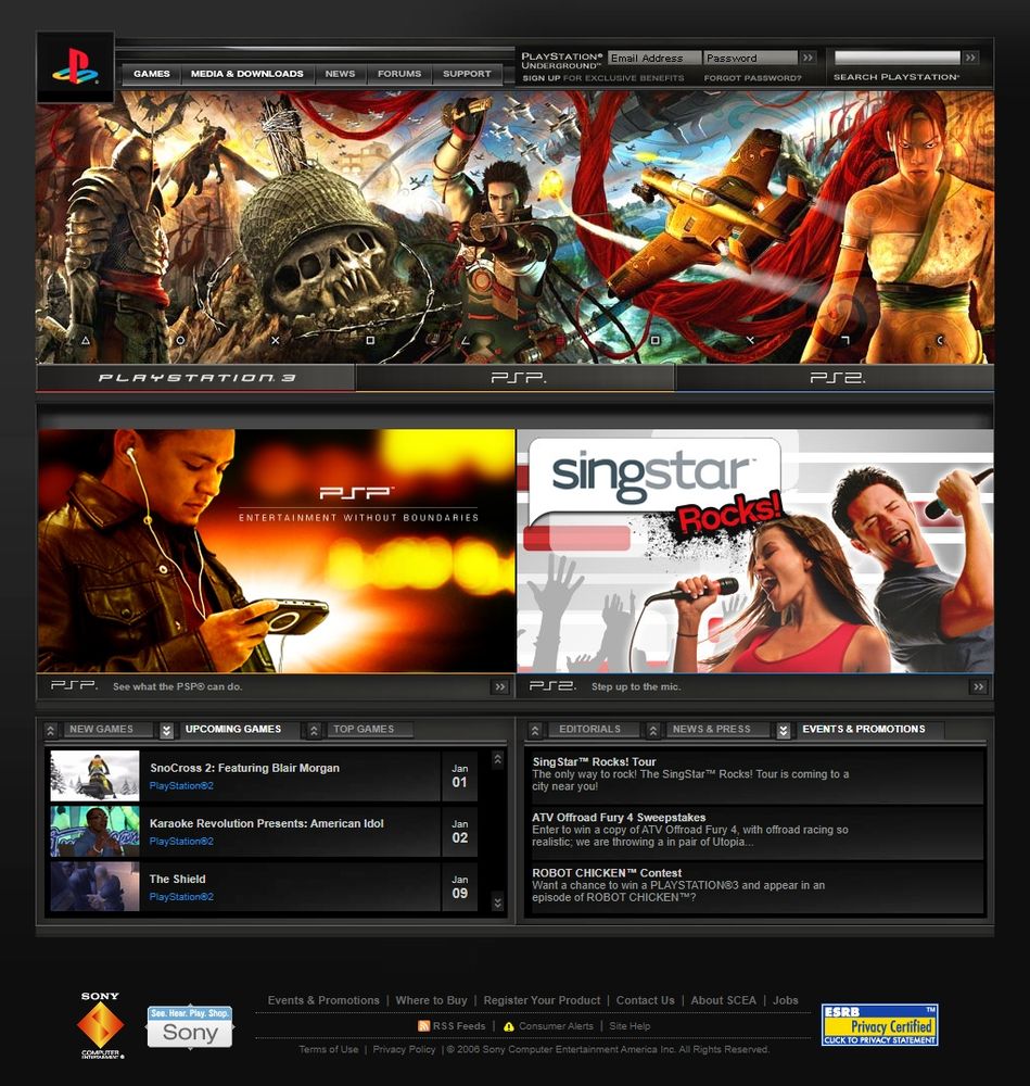 PlayStation website in 2006