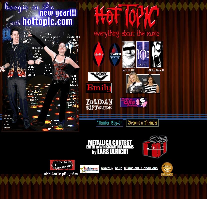 Hot Topic website in 2001