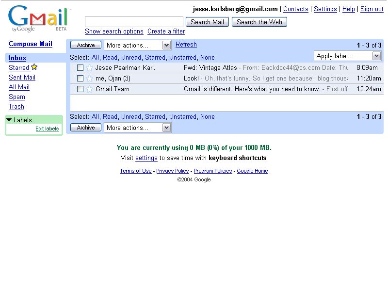 Gmail in 2004