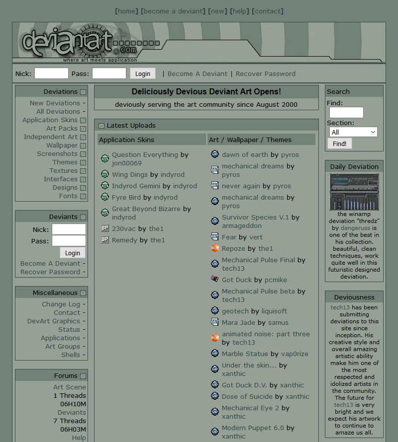 DeviantArt website in 2000