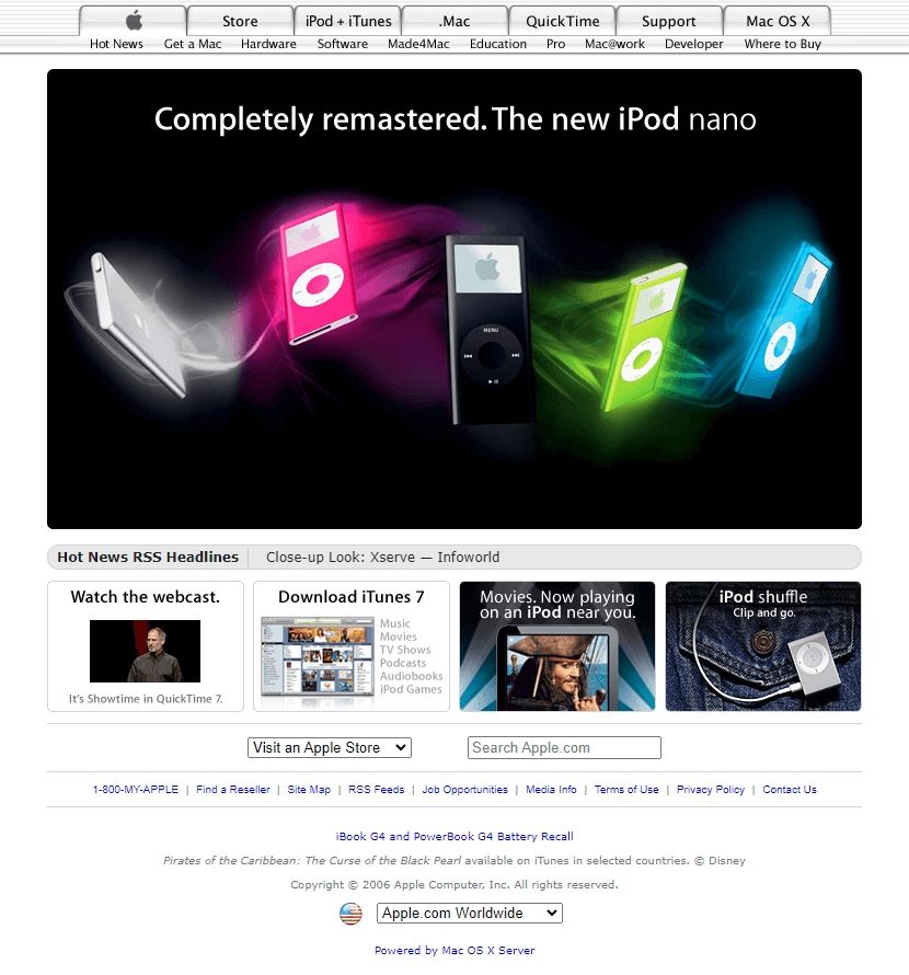 Apple website in 2006
