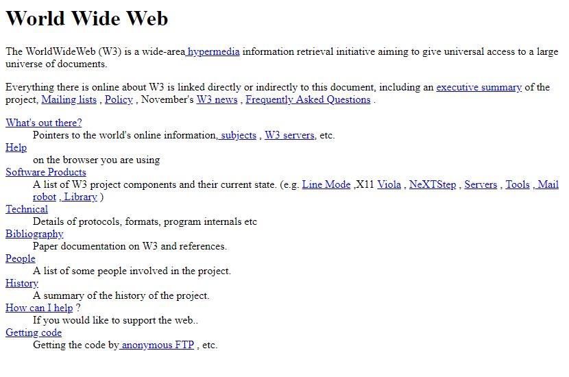 The world's first website in 1991