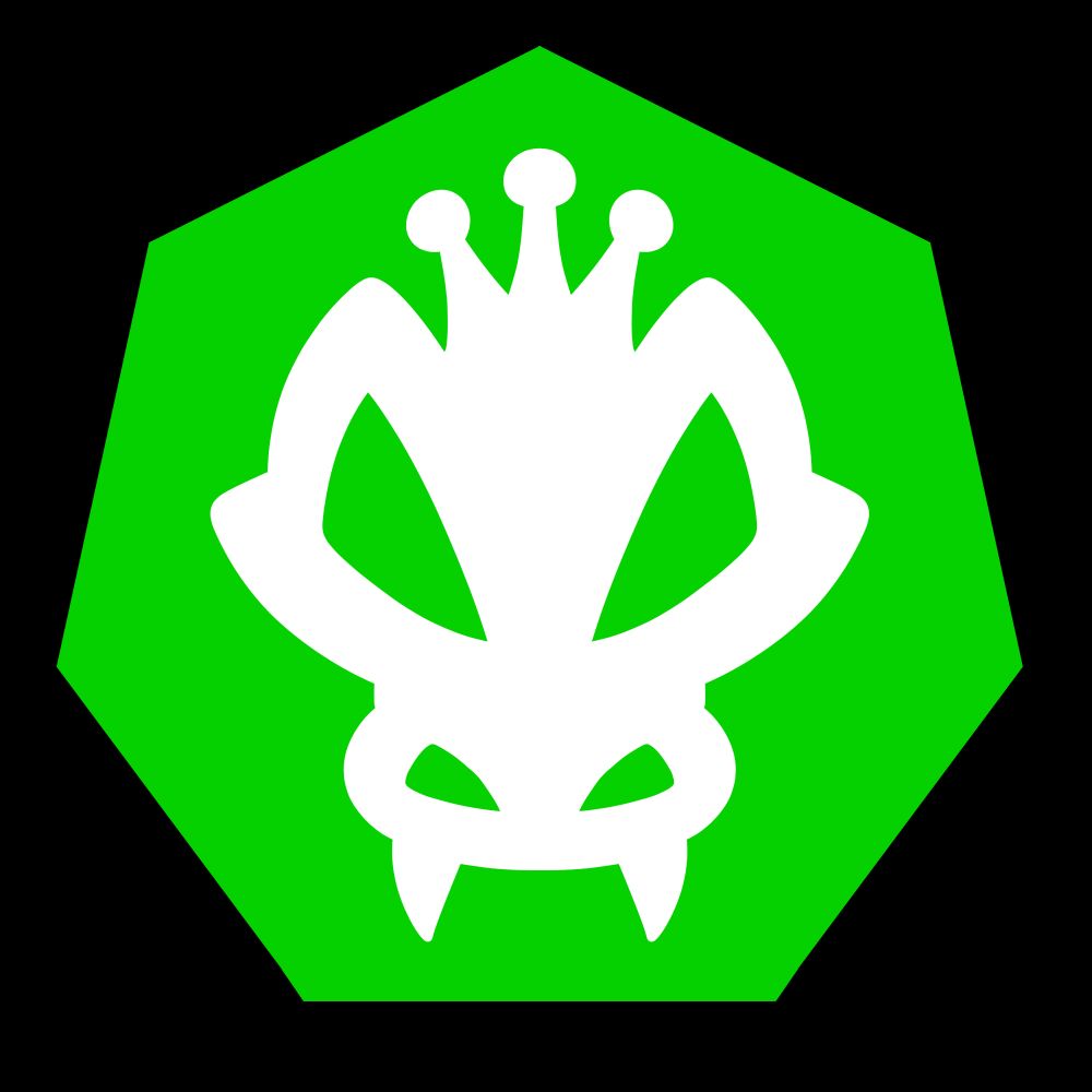 K Rool's Emblem in white, surrounded by a green heptagon
