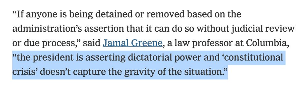 "the president is asserting dictatorial power and ‘constitutional crisis’ doesn’t capture the gravity of the situation.”