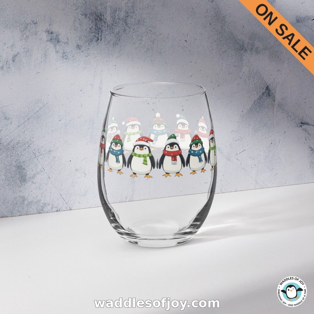 Sip in style with our delightful Penguin Party Stemless Wine Glass! 🐧🎉 A festive parade of penguins 