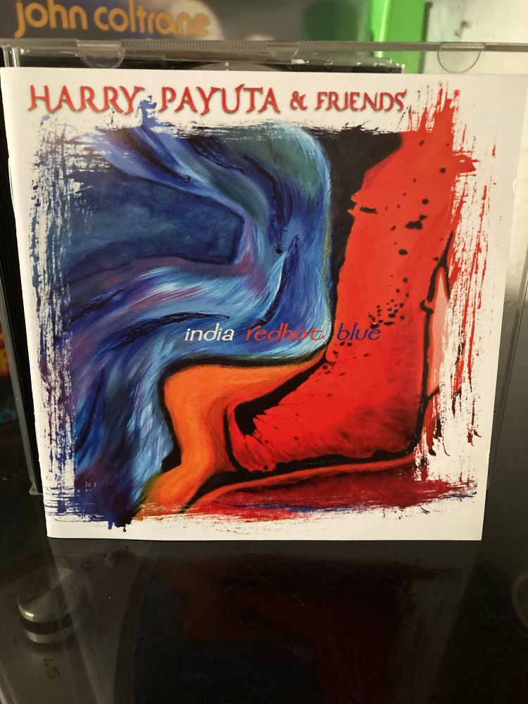 Front of booklet of Harry Payuta & Friends – India Redhot Blue CD album.