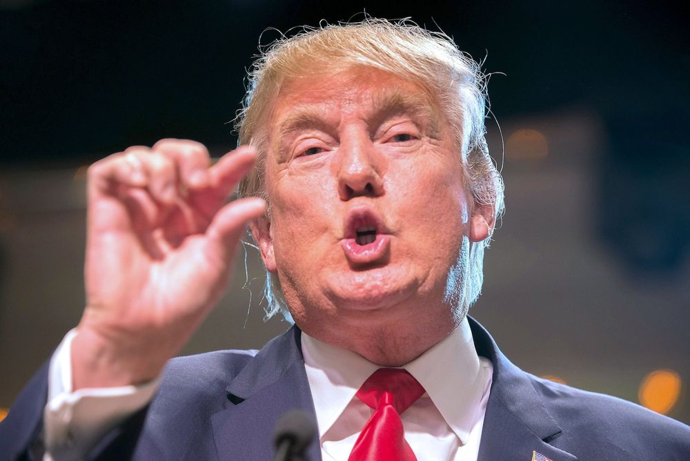 President Donald Trump showing with his fingers how small his penis is.
