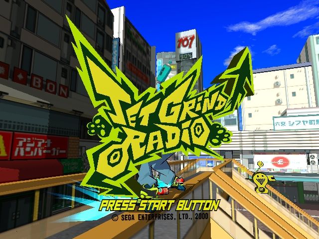 JET GRIND RADIO's starting screen on the Sega Dreamcast 