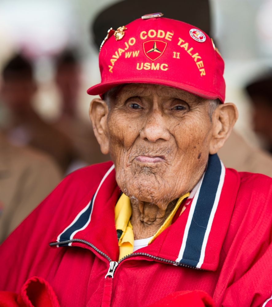 U.S. Marine Corps Cpl. Chester Nez looks on during the rededication of Platoon 382 Hall, Marine Corps Base Quantico, Va., April 4, 2014. U.S. Marine Corps photo by Cpl. Kathryn K. Bynum.