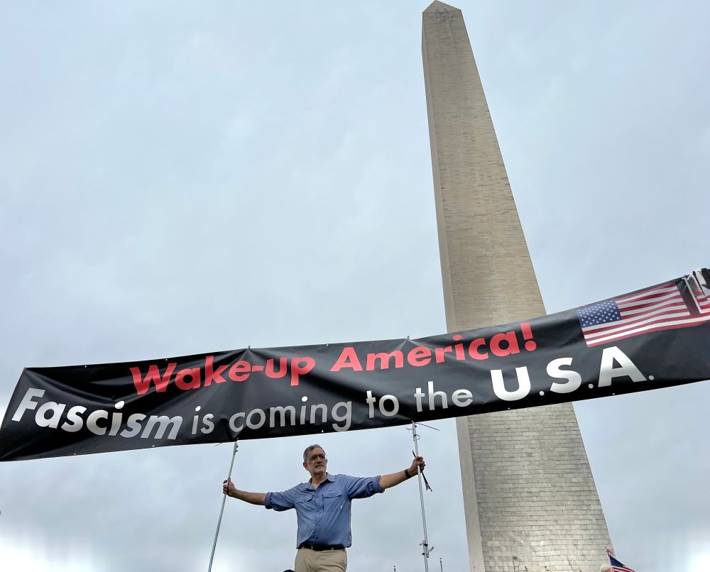 Hands Off! rally Washington DC. Wake up America! Fascism is coming to the USA.