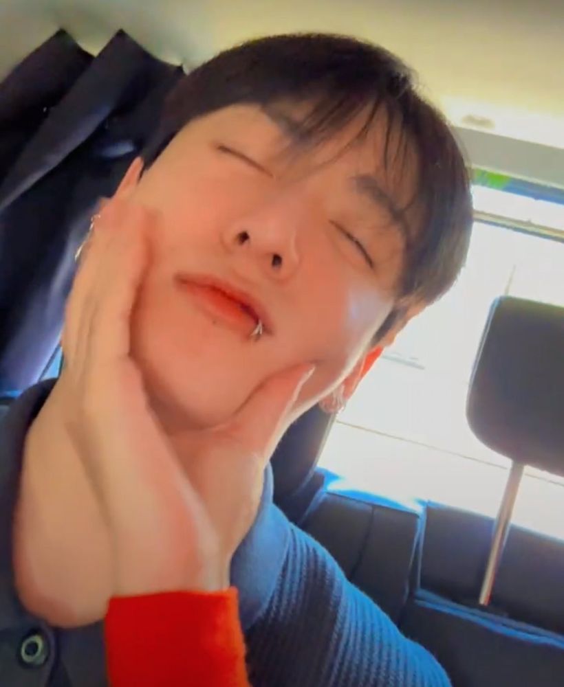 Taehyung sqeezing Jungkooks cheeks during his live on July 16, 2025 (I think?? Roughly that day)