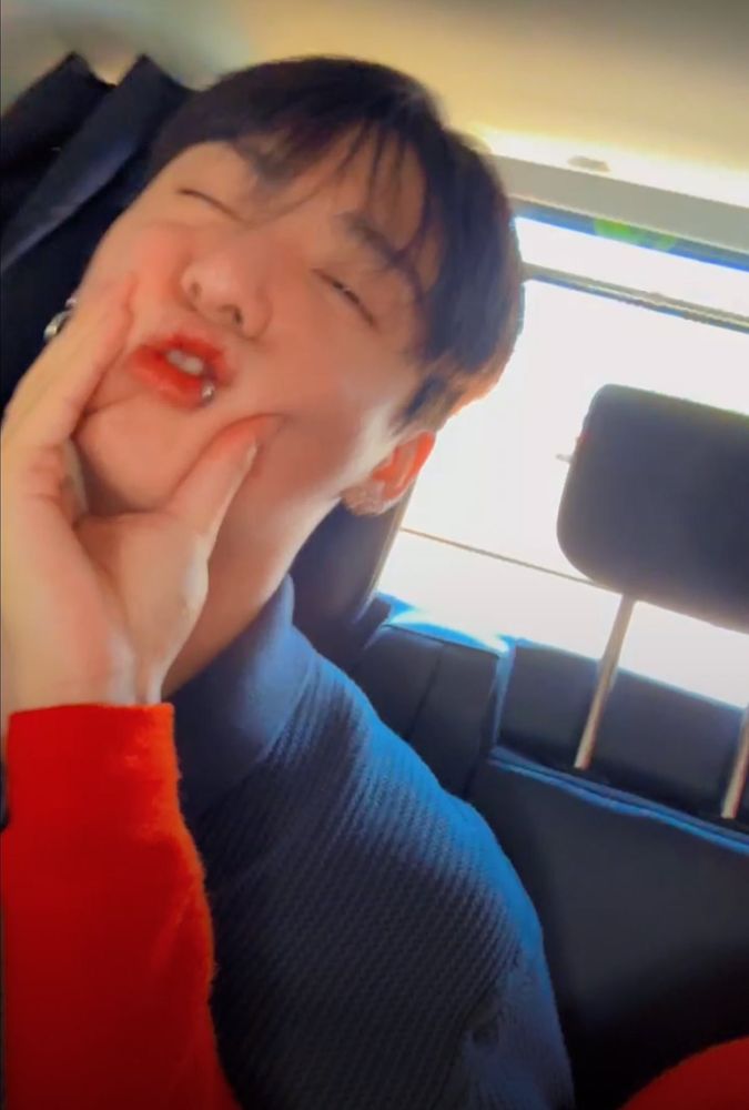 Taehyung sqeezing Jungkooks cheeks during his live on July 16, 2025 (I think?? Roughly that day)