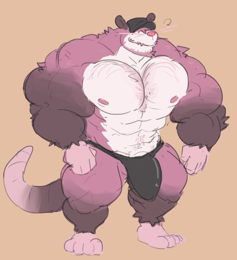 Plum in hairy hunky muscular build