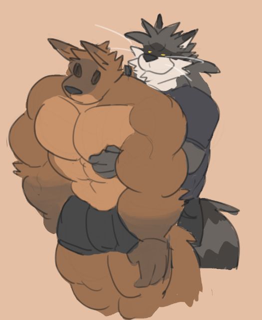 raccoon Hare holding a lifeless body that turn into suit of a german shepard