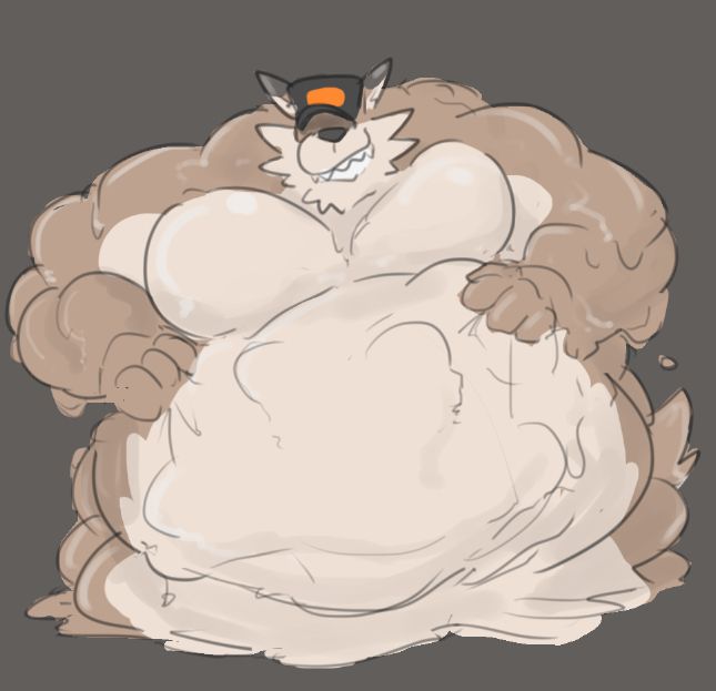 wolf Hare in goopy shape with his belly bulging