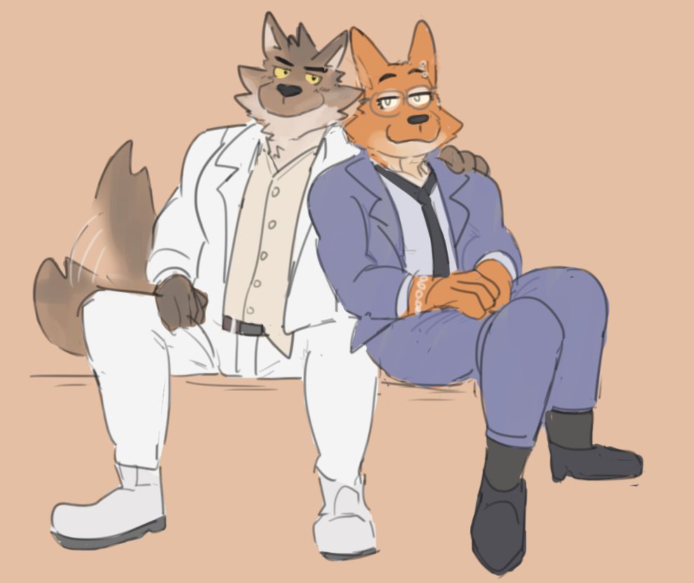 Mr. Wolf and Diane Foxington (From The Bad Guys) sitting beside each other