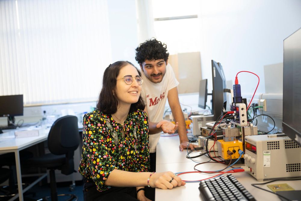 Physics Engineering students work on an experiment