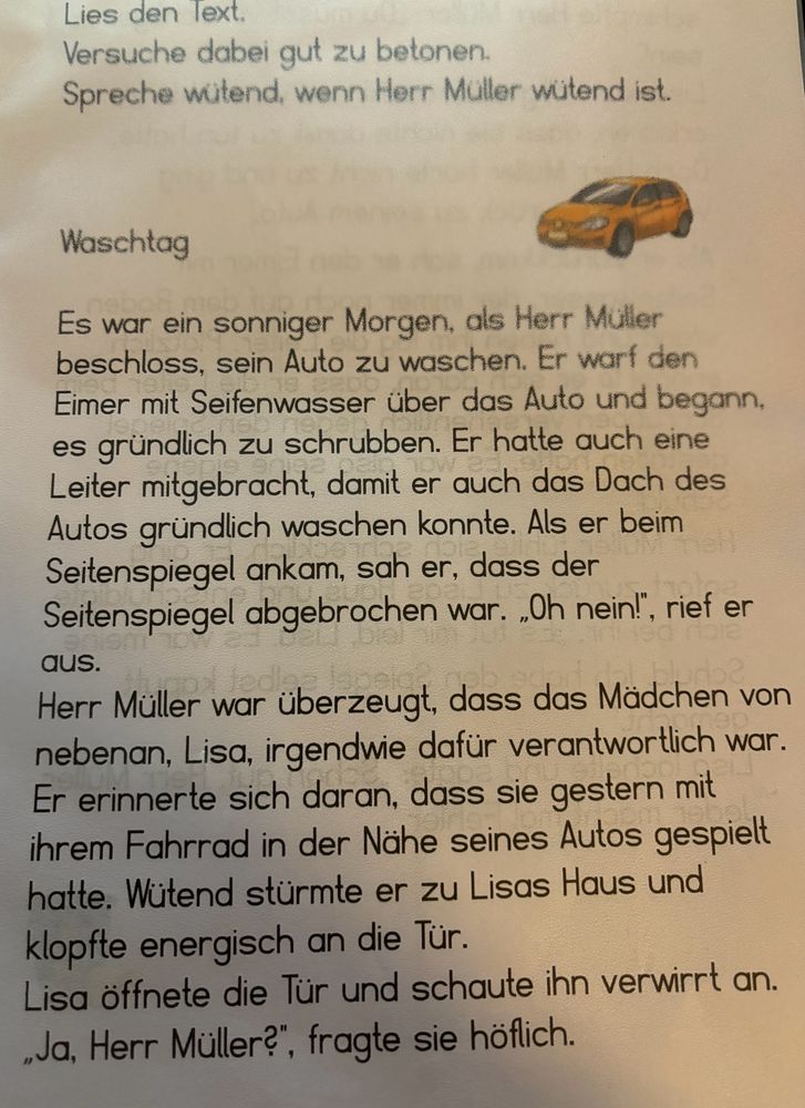Ein Text mit wörtlicher Rede 