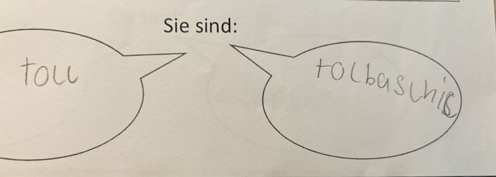 Sie sind: ein Kind hat ausgefüllt: toll und tollpatschig