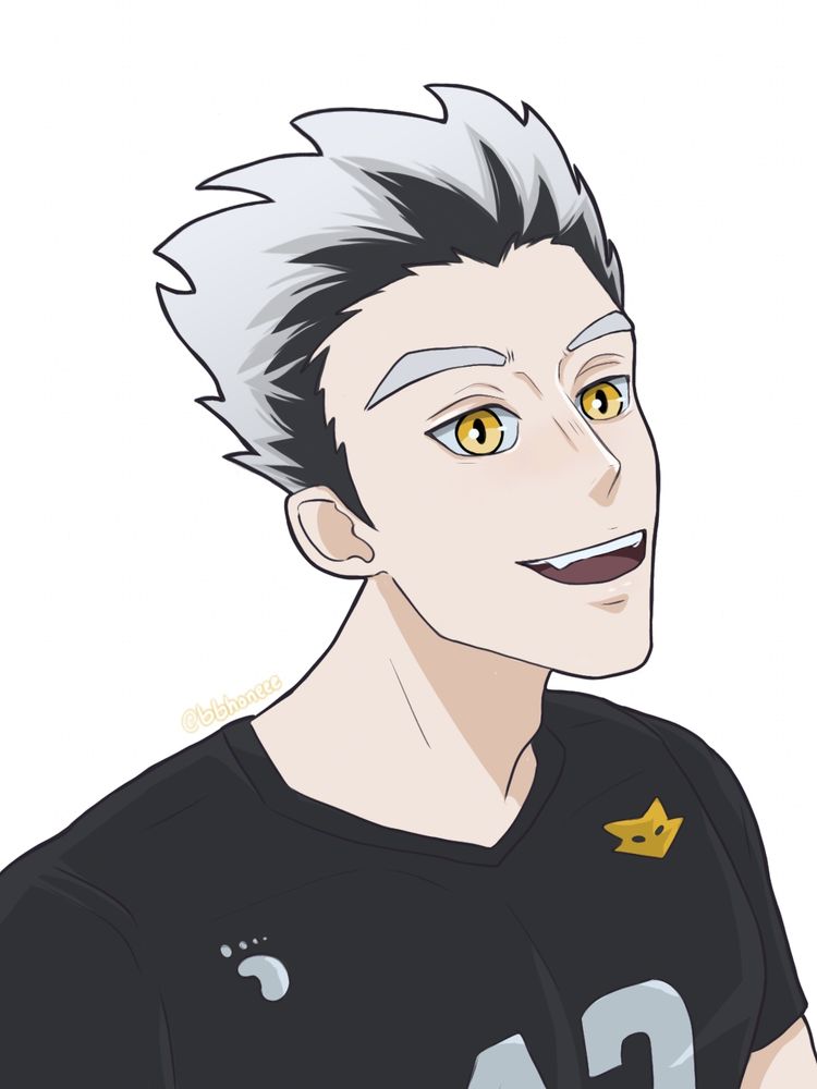 Full colour bust drawing of Bokuto from Haikyuu