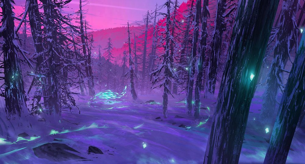 snowy magical pineforest