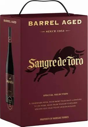 Kuva Sangre de Toron punaviini hanapakkauksesta