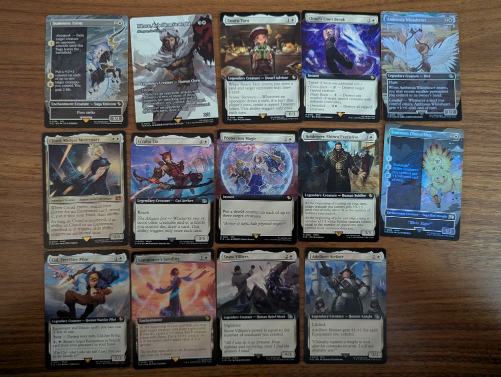 Collector boosters pulls from the final fantasy mtg set. Here is specifically white mana cards.