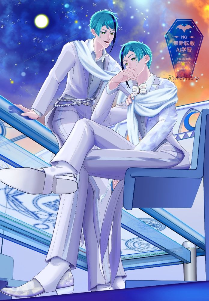 リーチ兄弟のプラチナジャケット衣装の着こなしを逆転させたイラスト