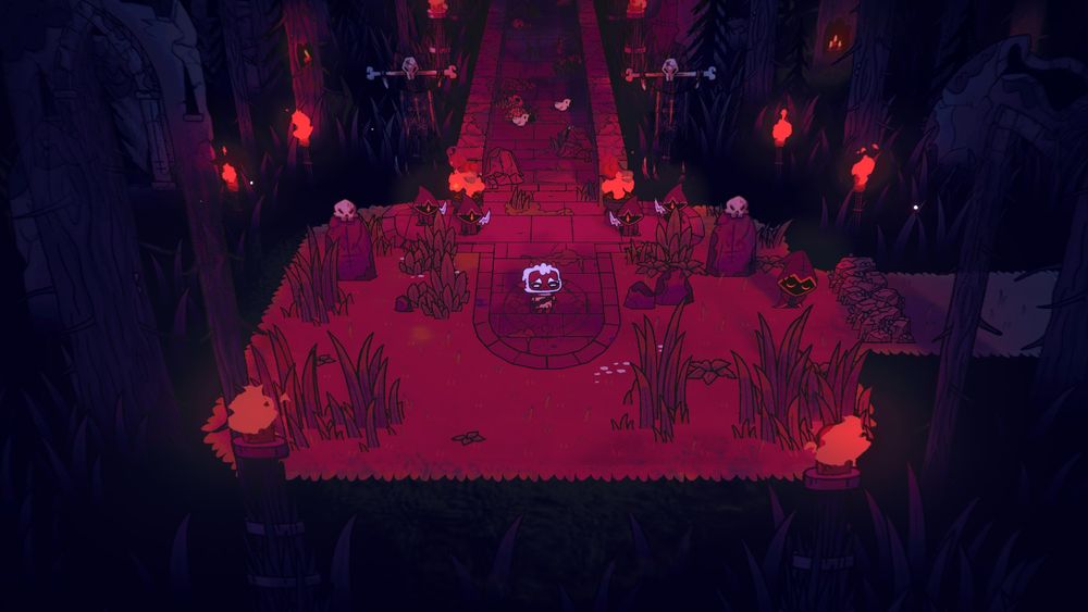 Cult of the Lamb　捕まって泣いてる子羊の画像。哀れな子羊ってそういう…。