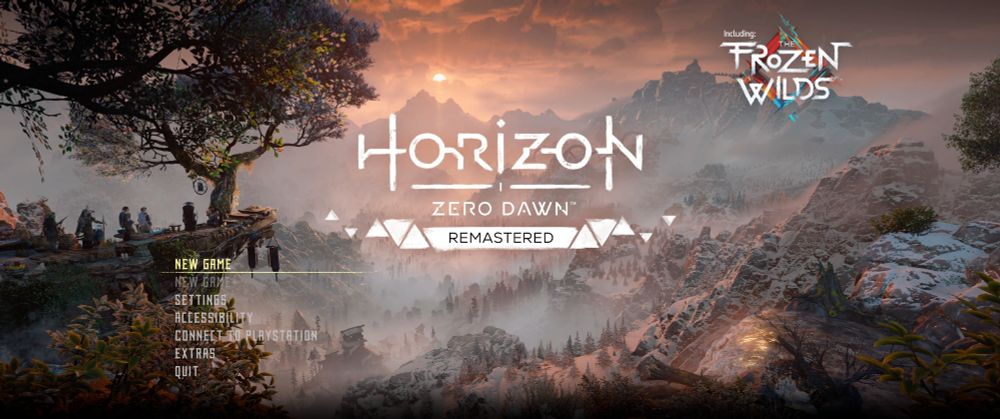Screenshot of the menu screen of Horizon Zero Dawn Remastered.